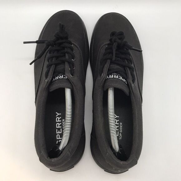 Sperry Top Sider Triple Black Skate Shoes Men's 10.5M Lace Up Low Top Sneakers - Picture 6 of 12
